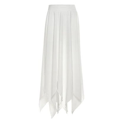 High Waist Asymmetric A-Line Maxi Skirt