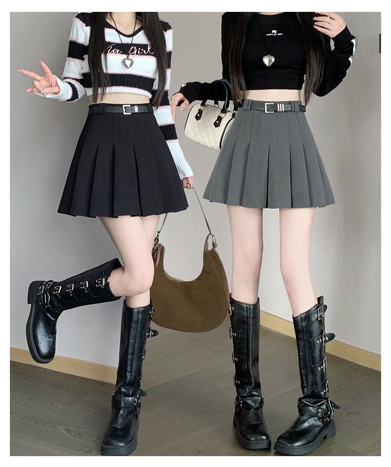 Mini Pleated Skirt - High Waist