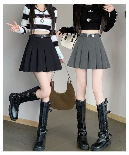 Mini Pleated Skirt - High Waist