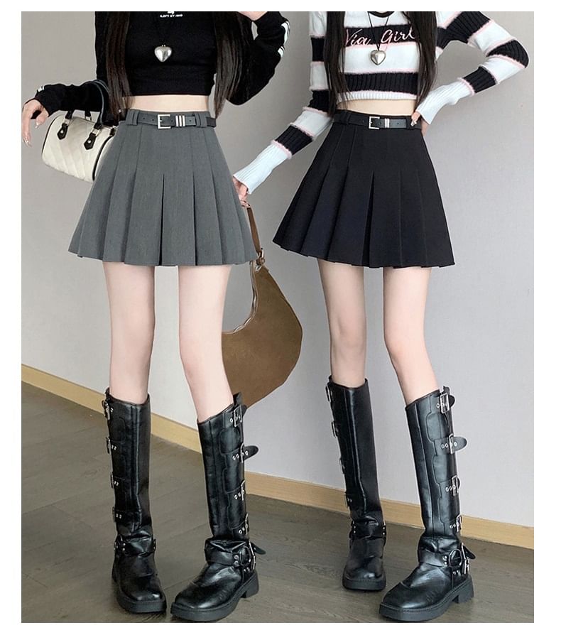 Mini Pleated Skirt - High Waist