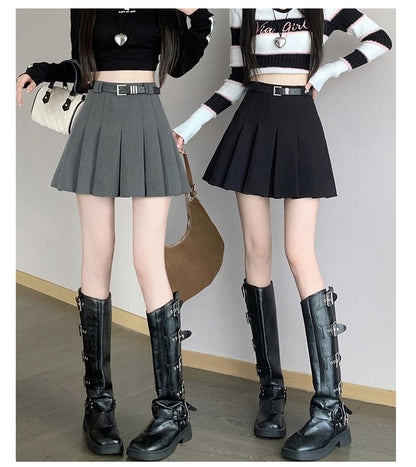 Mini Pleated Skirt - High Waist