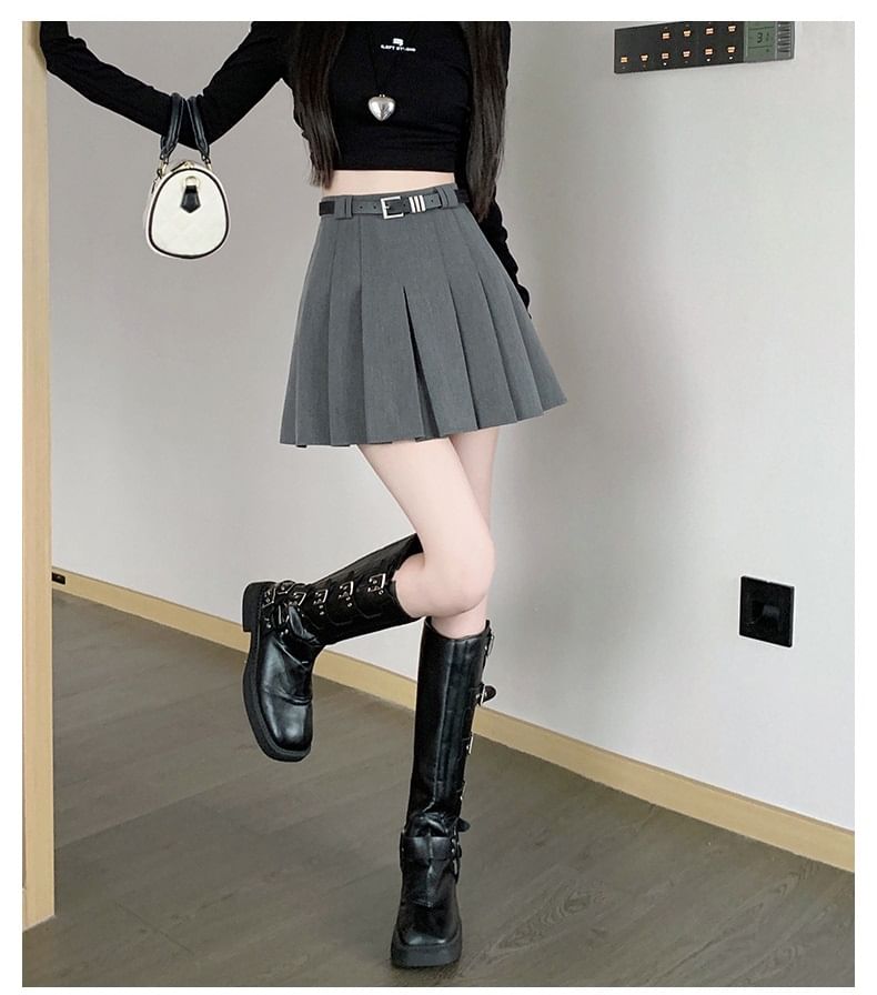 Mini Pleated Skirt - High Waist