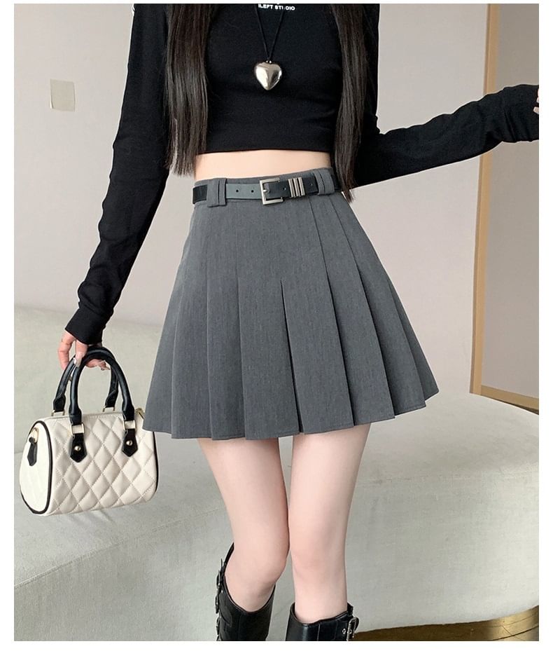 Mini Pleated Skirt - High Waist
