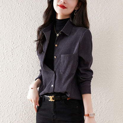 Plain Shirt with Pocket Detail and Long Sleeve Design