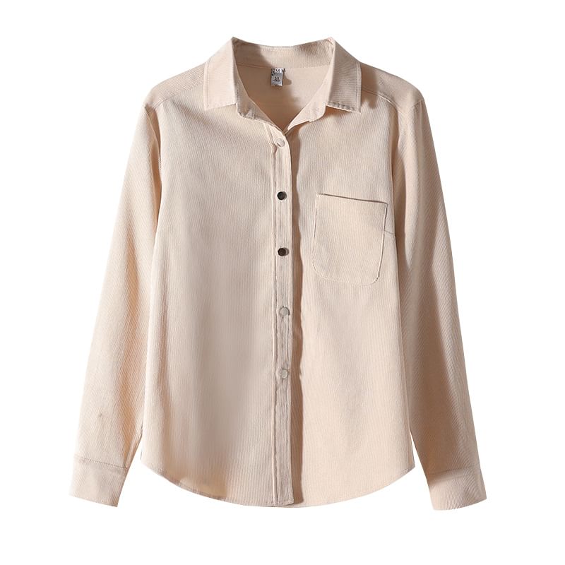 Plain Shirt with Pocket Detail and Long Sleeve Design