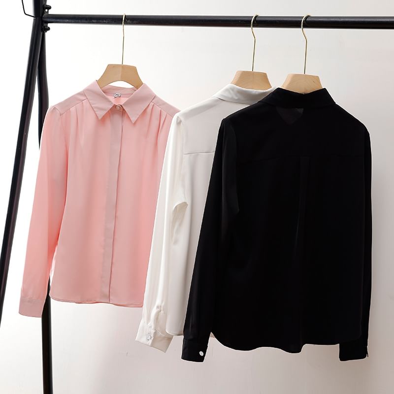 Classic Plain Shirt with Long Sleeve Construction