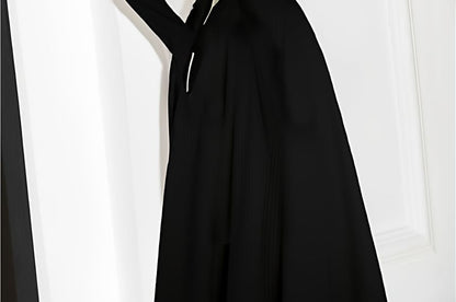 Set: Long-Sleeve Mock Neck Top + Spaghetti Strap Maxi A-Line Dress