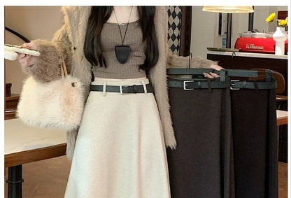 Maxi A-Line Skirt with High Rise