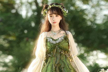 Set: Floral Embroidered Camisole with Ruffle Trim and Bead Details