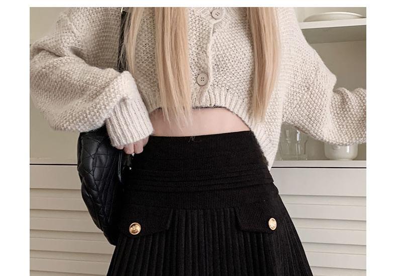 Accordion Pleated Corduroy Mini A-Line Skirt