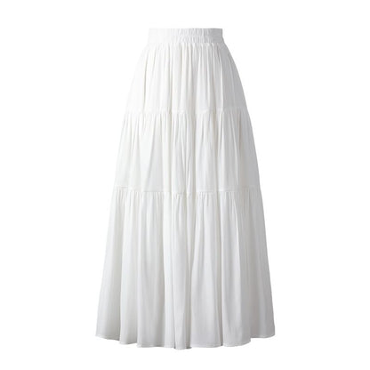 Plain Tiered Maxi A-Line Skirt