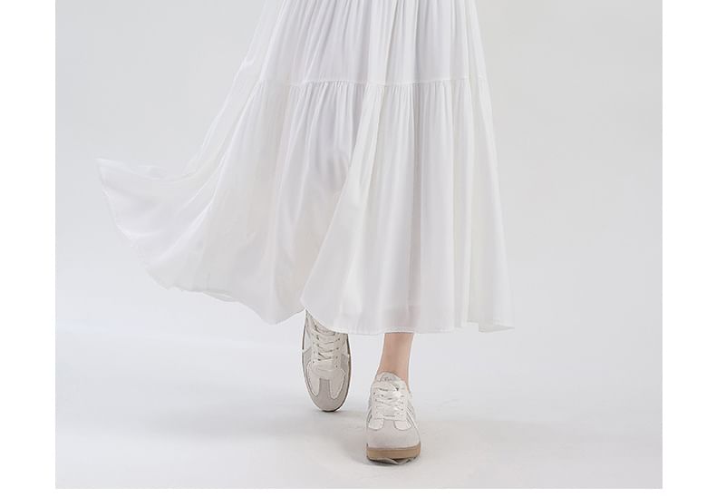 Plain Tiered Maxi A-Line Skirt
