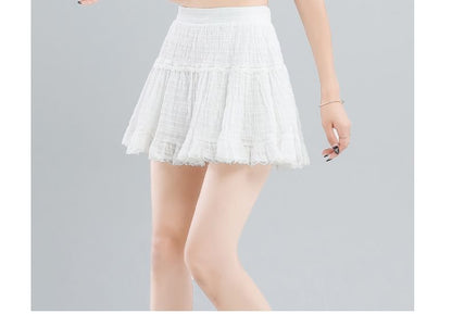 Ruffle Lace Trim Mini A-Line Skirt