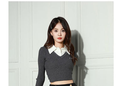 Plain Pleated Double-Breasted Mini A-Line Skirt