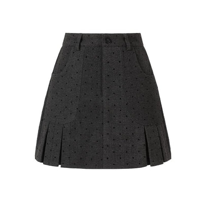Polka-Dot Pleated Mini A-Line Skirt