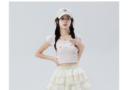 Plain Tiered Mini A-Line Skirt