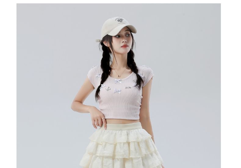 Plain Tiered Mini A-Line Skirt