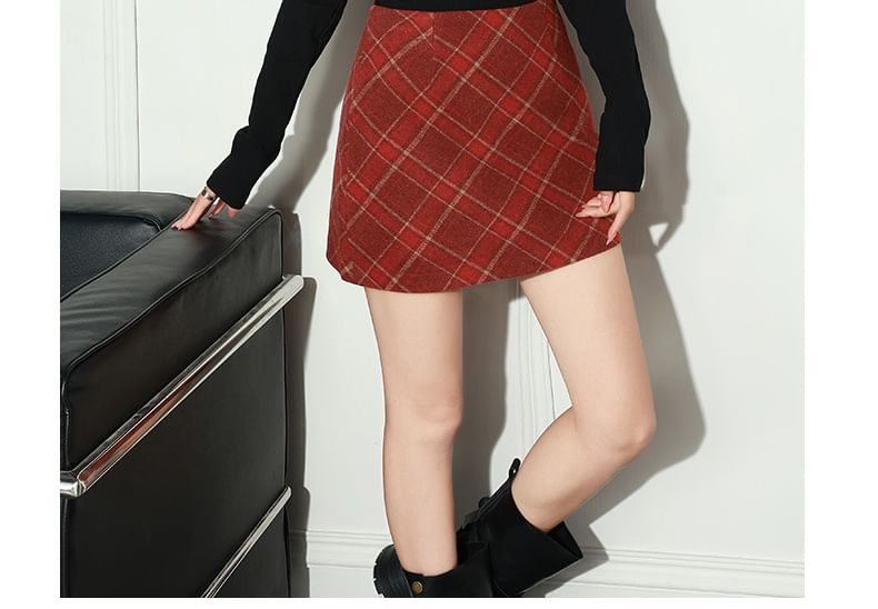 Plaid Mini A-Line Skirt