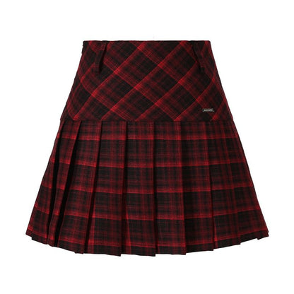 Plaid Pleated Mini A-Line Skirt