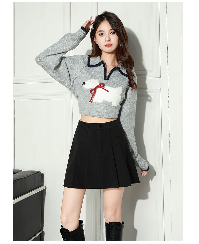 Plain Pleated Mini A-Line Skirt
