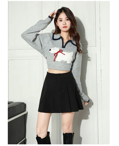 Plain Pleated Mini A-Line Skirt