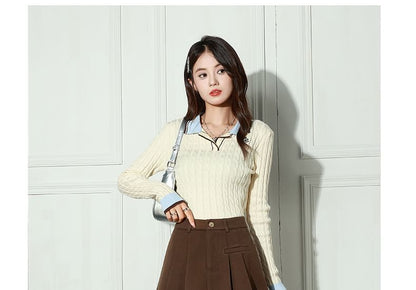 Plain Pleated Mini A-Line Skirt