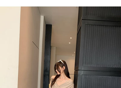 Cold Shoulder Knit Top with Lace Details and Long Sleeves