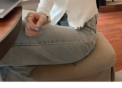 Faux-Layer Knit Top with Long Sleeves in Solid Color