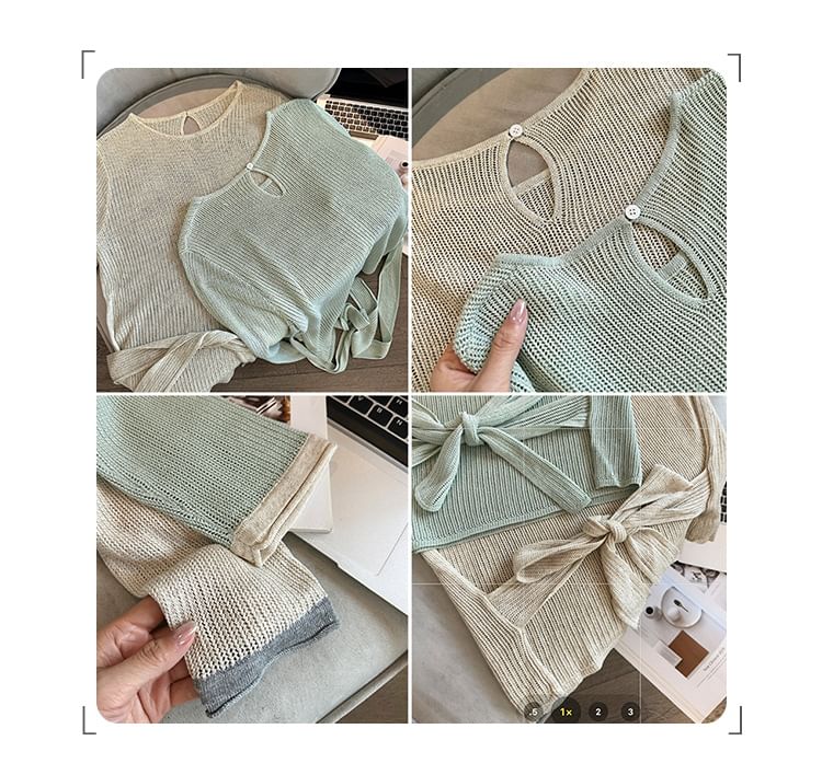 Boatneck Long-Sleeve Plain Knit Top