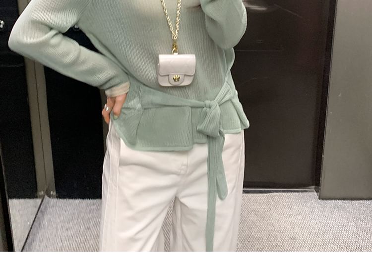 Boatneck Long-Sleeve Plain Knit Top