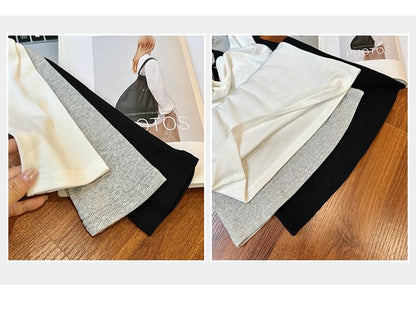 Cutout T-Shirt with Long Sleeves in Solid Color