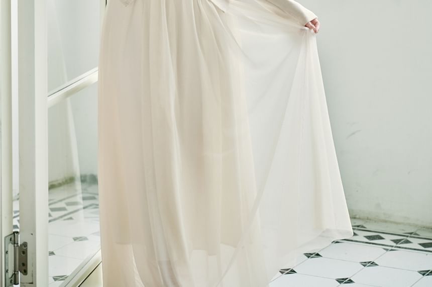 Plain Knit Top & High Rise A-Line Maxi Skirt Set