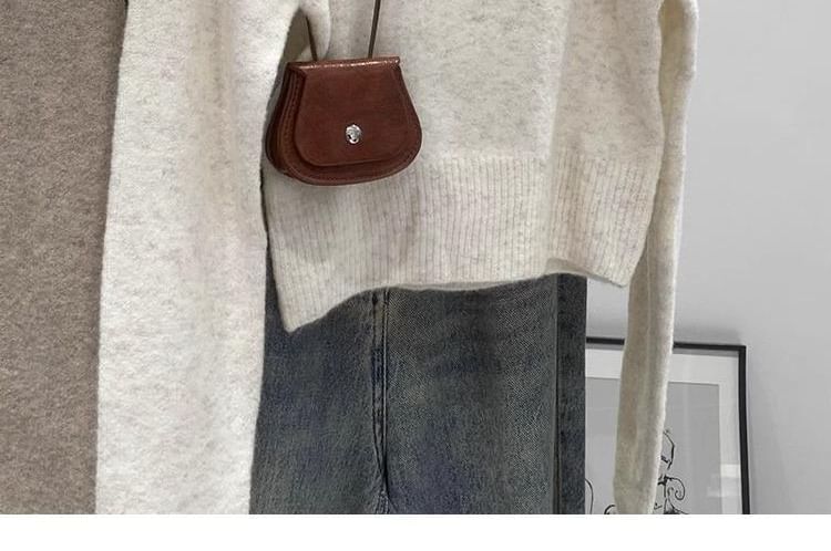 Solid Square-Neck Knit Pullover Sweater