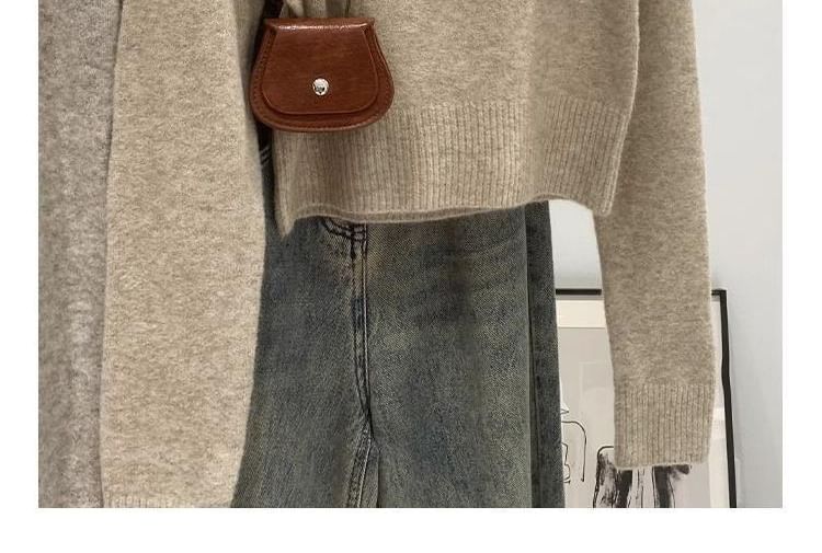 Solid Square-Neck Knit Pullover Sweater