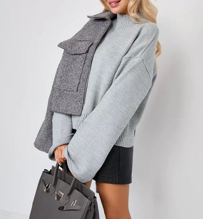 Solid Mock-Neck Pullover Sweater