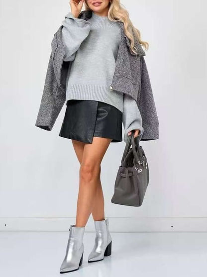 Solid Mock-Neck Pullover Sweater