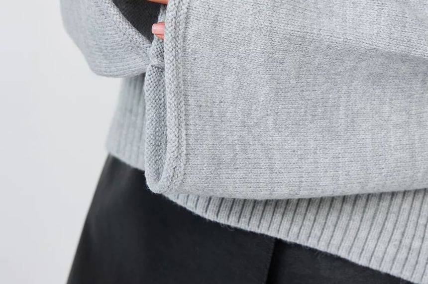 Solid Mock-Neck Pullover Sweater