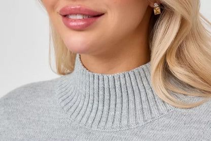 Solid Mock-Neck Pullover Sweater