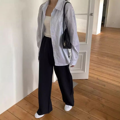 Striped Long-Sleeve Button-Up Shirt