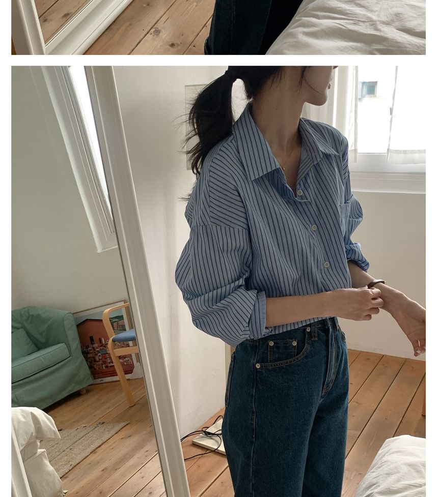 Striped Long-Sleeve Button-Up Shirt