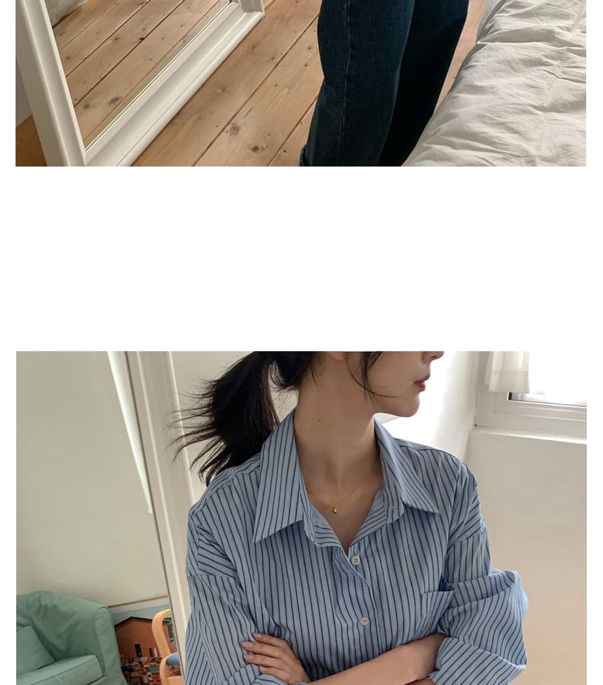 Striped Long-Sleeve Button-Up Shirt