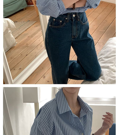 Striped Long-Sleeve Button-Up Shirt