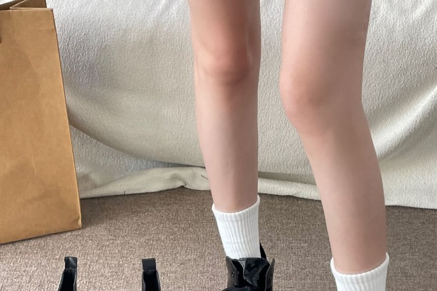 Faux Leather Platform Short Boots