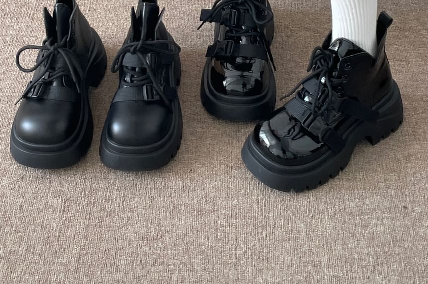 Faux Leather Platform Short Boots