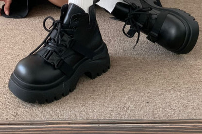 Faux Leather Platform Short Boots