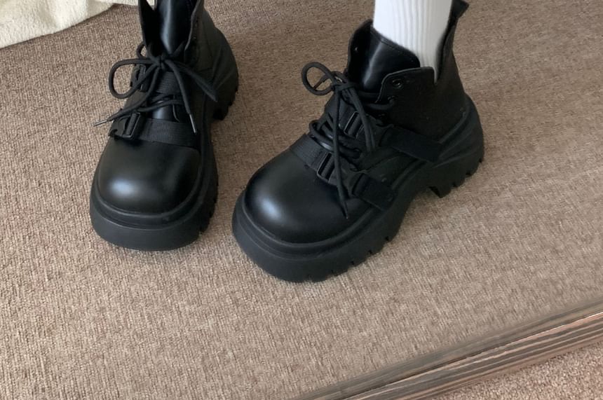Faux Leather Platform Short Boots