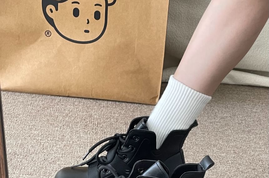 Faux Leather Platform Short Boots