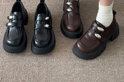 Faux Leather Double Strap Platform Loafers