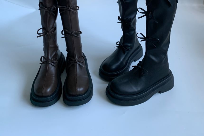 Faux Leather Platform Tall Boots
