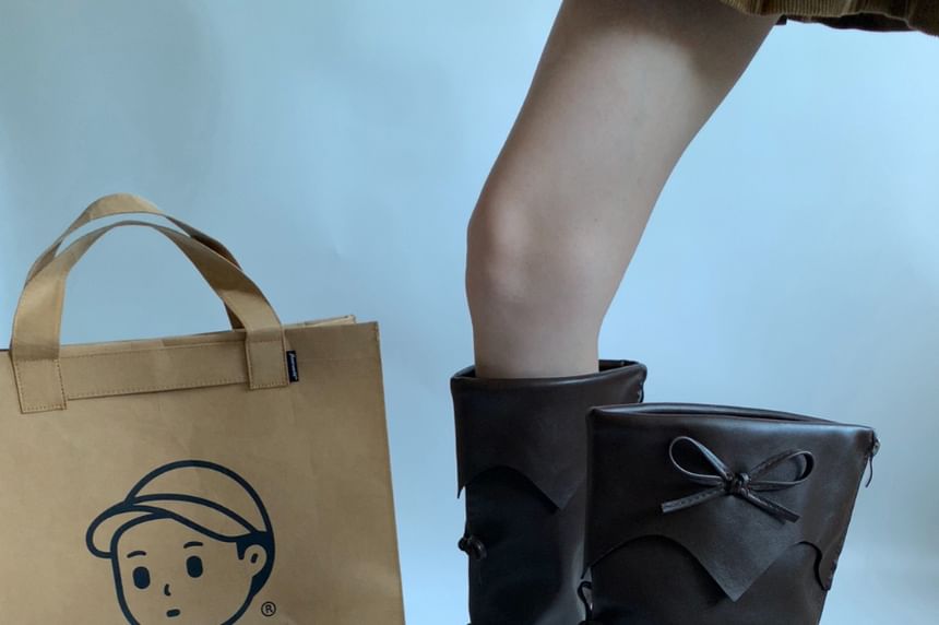 Faux Leather Platform Tall Boots